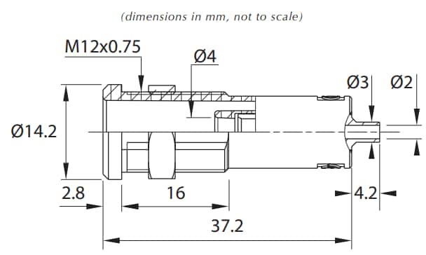 Mechanical Drawing - Cal Test Electronics CT4006 High Voltage 4mm Sheathed Banana Jacks